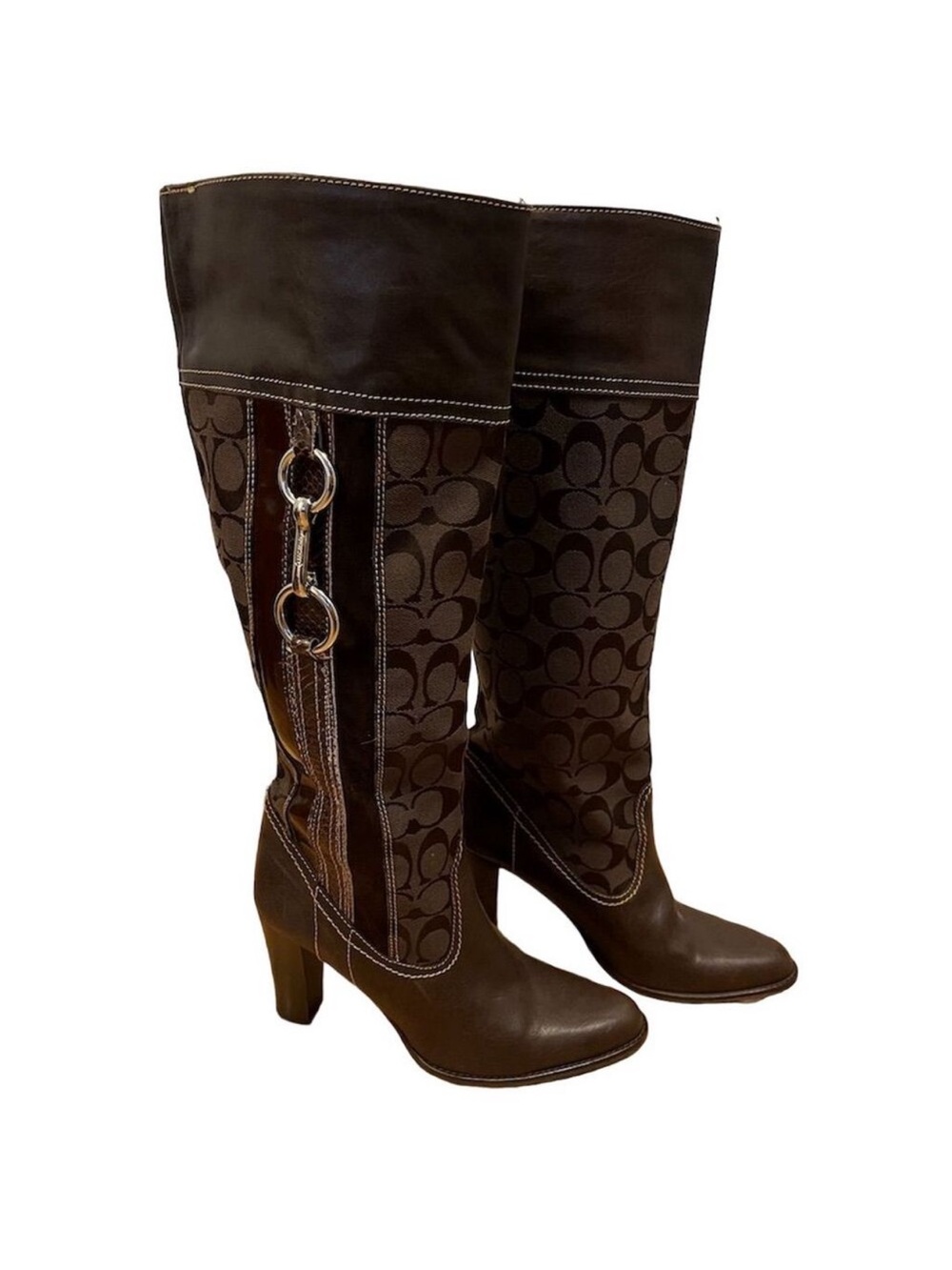 VTG Coach Brown Signature Over-the-Knee Boots